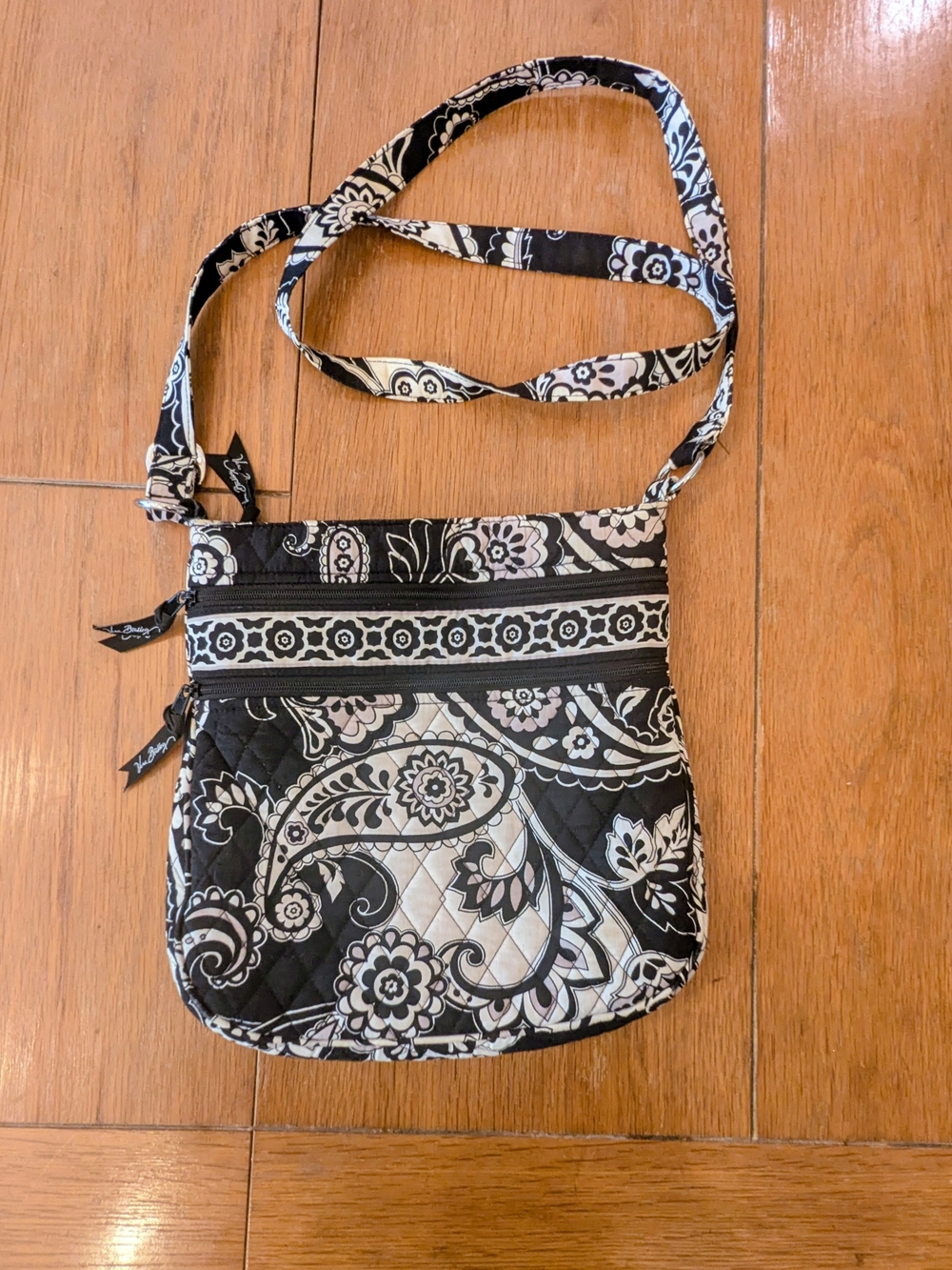 Vera Bradley Black Paisley Quilted Crossbody Bag